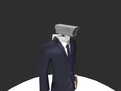 Game and Movie Character Wearing Dark Blue Suit With Purple Tie And Security Camera Head 3d model