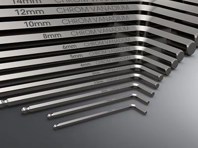 High Quality Chromium Vanadium Steel Hex Key Hardware Tools Set with Various Sizes 3d model