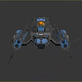Futuristic Cosmic Spaceship 3D Model With Blue Gray Design And Yellow Accents