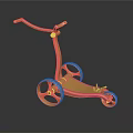 Elegant Golden Handcart Model With Stylish Wheels And Handle Design