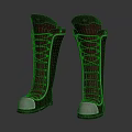 Knee High Leather Boots With Lace Up Design And Silver Toe Caps
