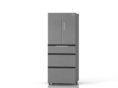 Modern Gray Multi Door Refrigerator Freezer With Bottom Drawers For Home Kitchen 3d model
