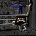 Ergonomic Gaming Office Chair with Pink Cushion and RGB Lighted Computer Setup