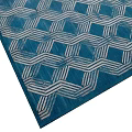 Blue Square Rug With White Geometric Hexagonal Pattern For Modern Decor 3d model