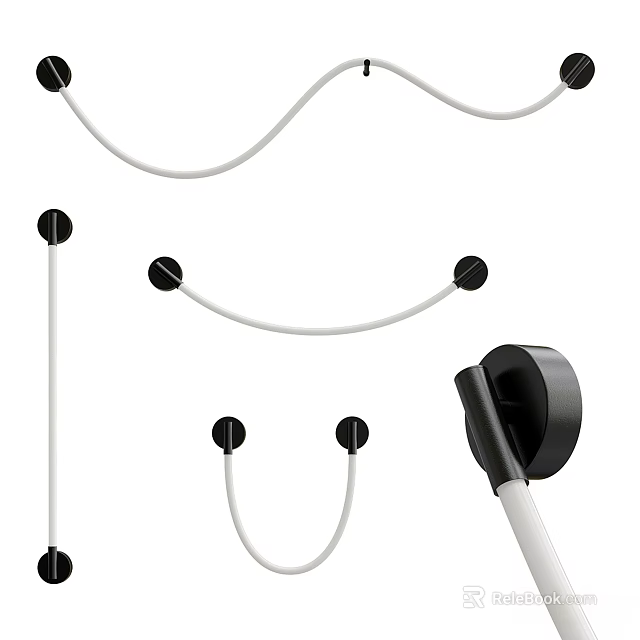 Modern Minimalist Wall Lamp With Curved White Lines And Black Base For Interior Decoration 3d model 