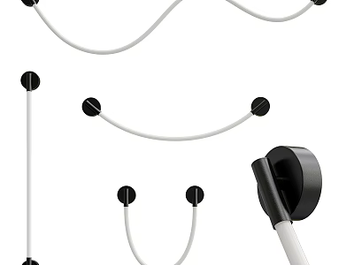 Modern Minimalist Wall Lamp With Curved White Lines And Black Base For Interior Decoration 3d model