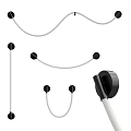 Modern Minimalist Wall Lamp With Curved White Lines And Black Base For Interior Decoration
