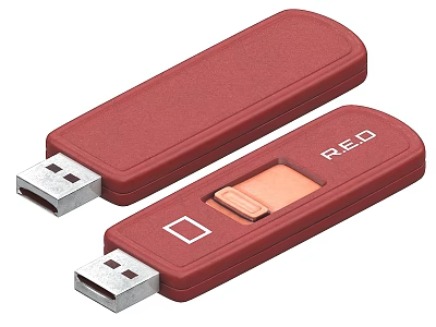 Red Portable USB Flash Drives For Mobile Digital Data Storage Devices 3d model