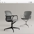 Modern Black And White Office Chairs With Armrests And Five Pointed Base 3d model