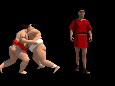 Modern man Japanese character sumo wrestling 3d model