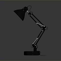 Silver Metal Desk Lamp With Adjustable Arm And Reflective Base Design 3d model