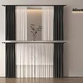 Black And White Sheer Double Layer Curtains For Modern Window Interior Design