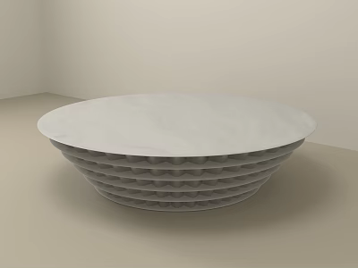 Modern Round Coffee Table With White Marble Tabletop And Layered Pleated Base 3d model