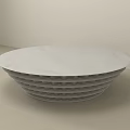 Modern Round Coffee Table With White Marble Tabletop And Layered Pleated Base