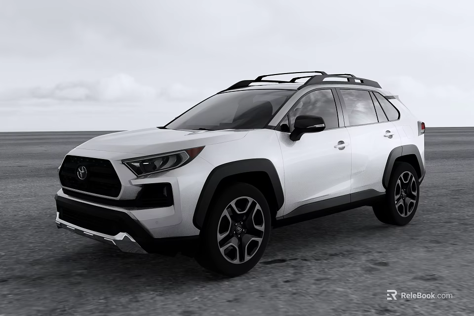 White Toyota SUV With Roof Rack Black Wheels And Off Road Style In Outdoor Setting 3d model 