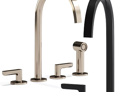 Modern Kitchen Faucet Designs With Brushed Gold And Matte Black Finishes 3d model