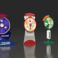 Colorful Spin Wheels Featuring Top Place Brand Slogan And Different Stand Designs
