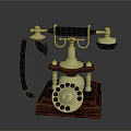 Vintage Rotary Dial Telephone With Wooden Base And Brass Accents