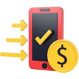 Modern mobile phone gold coin currency cartoon mobile phone 3d model