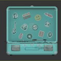 Turquoise Portable Vinyl Player with Headphone Icons and LOOP Logo Speaker