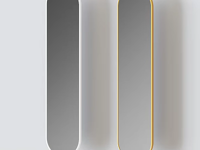Modern Rectangular Mirrors With White And Gold Frames On Light Wall Background 3d model