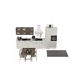 Modern Kitchen Interior With Dining Table Chairs White Cabinets Windows And Plants