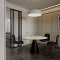 Modern Open Living and Dining Room Interior With TV Wall Sofa Coffee Table And Curtains