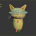 Yellow Game and Movie Character With Big Ears Light Green Hat and Small Mustache