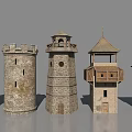 Various Stone Towers With Different Architectural Designs Roofs Shaped Bodies And Detailed Windows