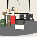 Luxury Perfume and Cosmetics Collection With Various Bottles and Gold Accents