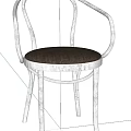 Minimalist Modern Dining Chair With Curved Armrests Dark Frame And Upholstered Seat