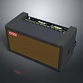 Black Musical Instrument Amplifier With Yellow Trim And Control Panel Grill Design