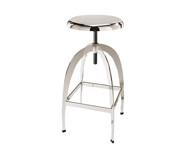 Stainless Steel Adjustable Bar Stool With Round Seat And Arched Base Design 3d model