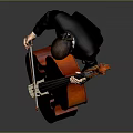 Man in Black Suit Playing Acoustic Double Bass in Formal Music Performance Setting