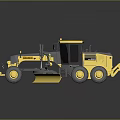 Yellow Motor Grader Construction Machine With Front Blade And Large Wheels Design 3d model