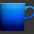Blue Mug With Yellow Interior And Ribbed Base On Dark Background 3d model