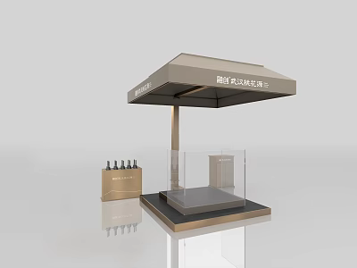 Modern Guard Booth With Canopy And Glass Display Case For Product 3d model