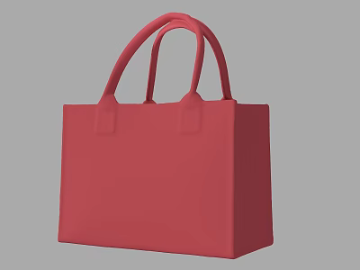 Red Tote Bag With Double Handles Simple Design For Everyday Use 3d model
