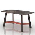Modern Dining Table With Sleek Dark Top And Red Accent Legs 3d model