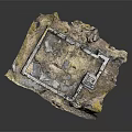Ancient Ruins Model Scene With Stone Walls Steps And Grass Details
