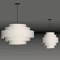 Modern White Multi Layered Circular Pendant Lights Hanging From Light Ceiling With Soft Glow 3d model