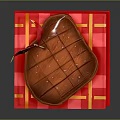 Heart Shaped Chocolate Cake on Red Gold Checkered Mat With Decorative Flag