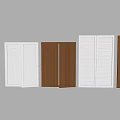 Assorted Window Blinds In White And Brown Wooden Slat Designs 3d model