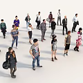 Diverse group of people with various clothing styles standing in white background for design