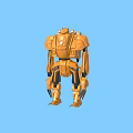 Game Movie Character Orange Mechanical Robot With Armor Joints And Robotic Features