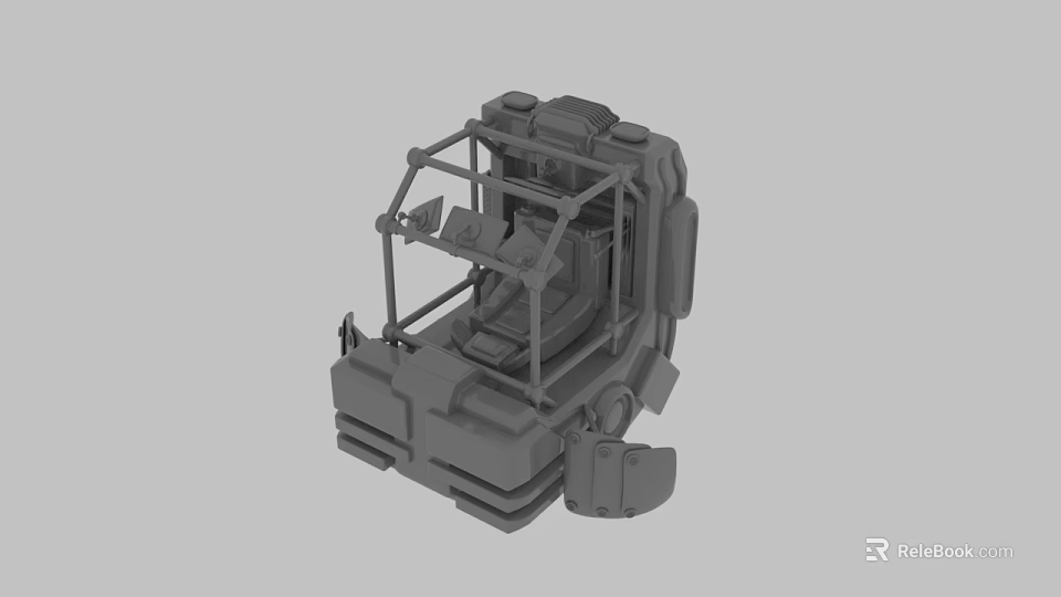 3D Model Of Mechanical Framework With Structural Components And Seating Area 3d model 