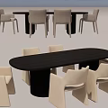 Modern Oval Dining Table With Beige Chairs For Elegant Home Interior 3d model