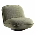 Modern Brown Soft Fabric Accent Chair With Round Design Swivel Base Spherical Ornaments