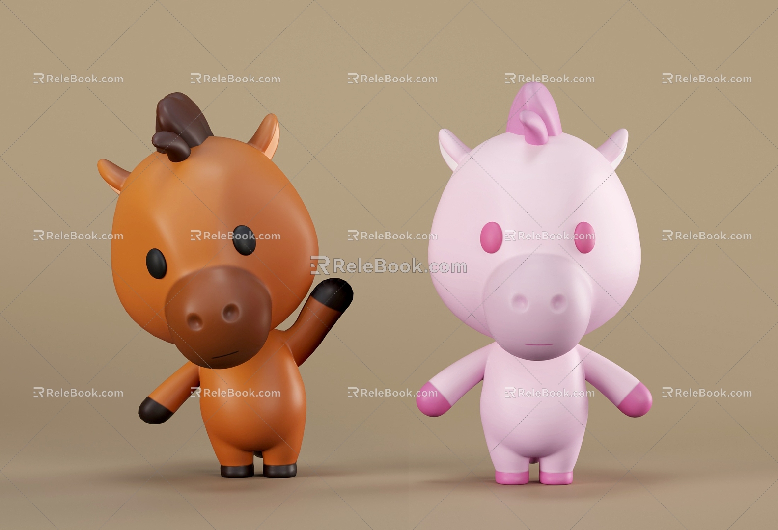 Q version horse pony cartoon horse ornaments adorable donkey horse 3d model