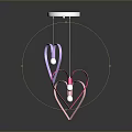 Stylish Heart Shaped Lighting Combination With Purple Pink Pendants And Modern Design